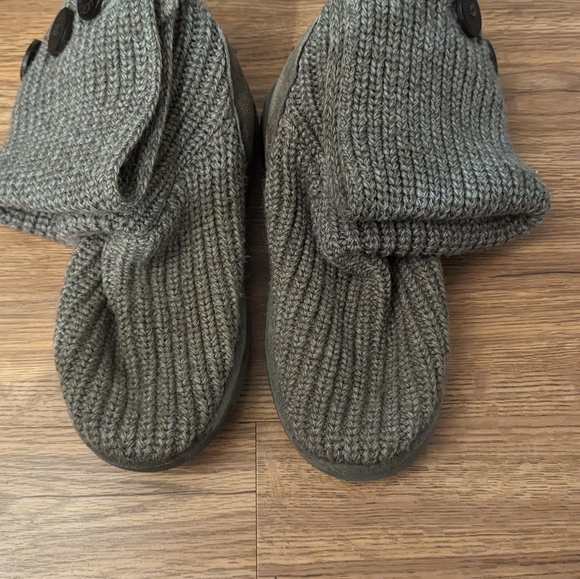 Ugg Womens Knit Boots Size 7 olive Green Warm Fold Over Casual Side Buttons - Picture 8 of 9